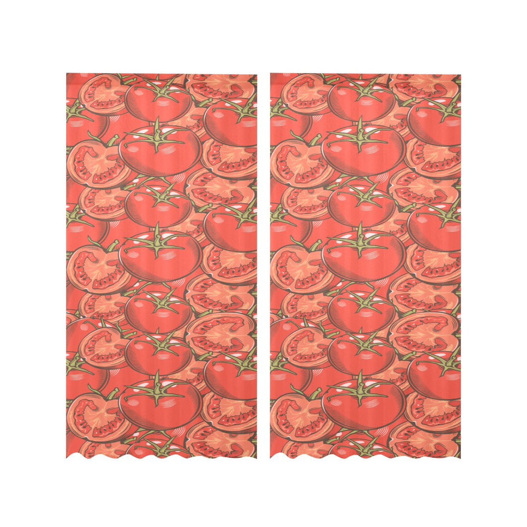 Red Tomato Pattern Gauze Curtain