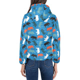 Colorful rhino pattern Women's Padded Hooded Jacket