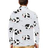 Cute cows pattern Men's Long Sleeve Polo Shirt