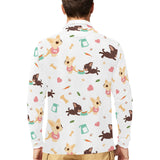 Cute Chihuahua puppie pattern Men's Long Sleeve Polo Shirt