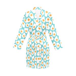 Fried Eggs Pattern Print Design 04 Women's Long Sleeve Belted Night Robe