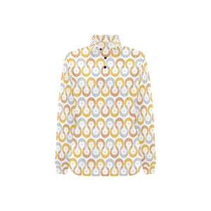 Horseshoes Pattern Print Design 03 Women's Long Sleeve Polo Shirt