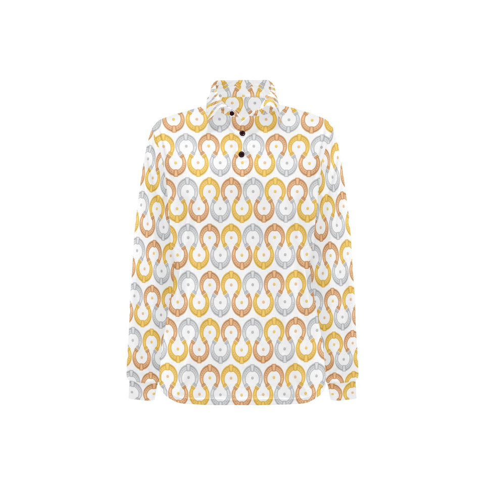 Horseshoes Pattern Print Design 03 Women's Long Sleeve Polo Shirt