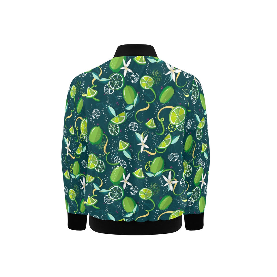 Lime ice flower pattern Kids' Boys' Girls' Bomber Jacket