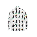 Cute ninja katana sword pattern Men's Long Sleeve Polo Shirt