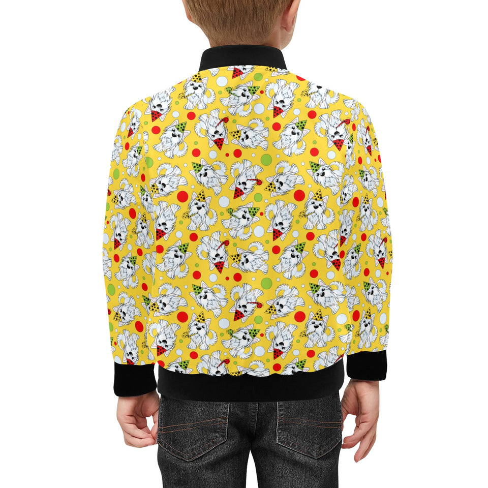 Yorkshire Terrier Pattern Print Design 05 Kids' Boys' Girls' Bomber Jacket