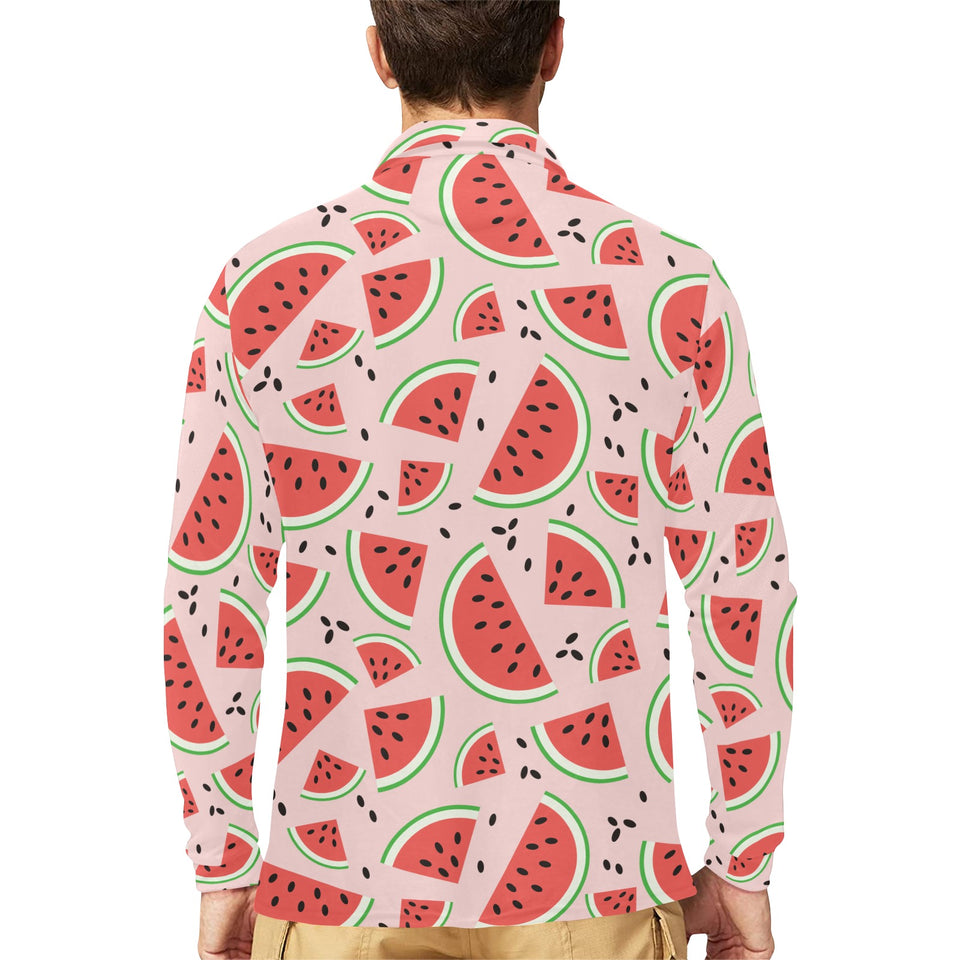 Watermelon pattern Men's Long Sleeve Polo Shirt