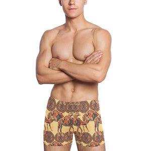 Camel polynesian tribal design pattern Men's Swimming Trunks