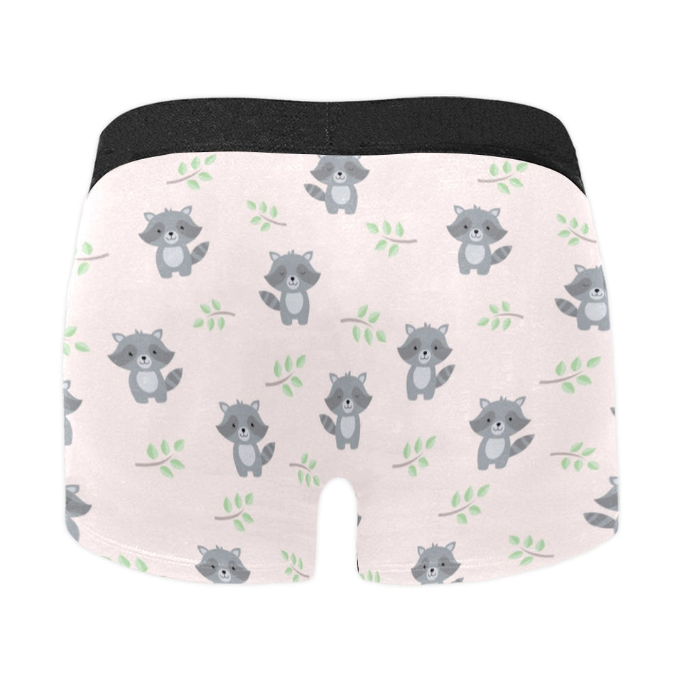 cute raccoons leaves pattern Men's All Over Print Boxer Briefs Men's Underwear