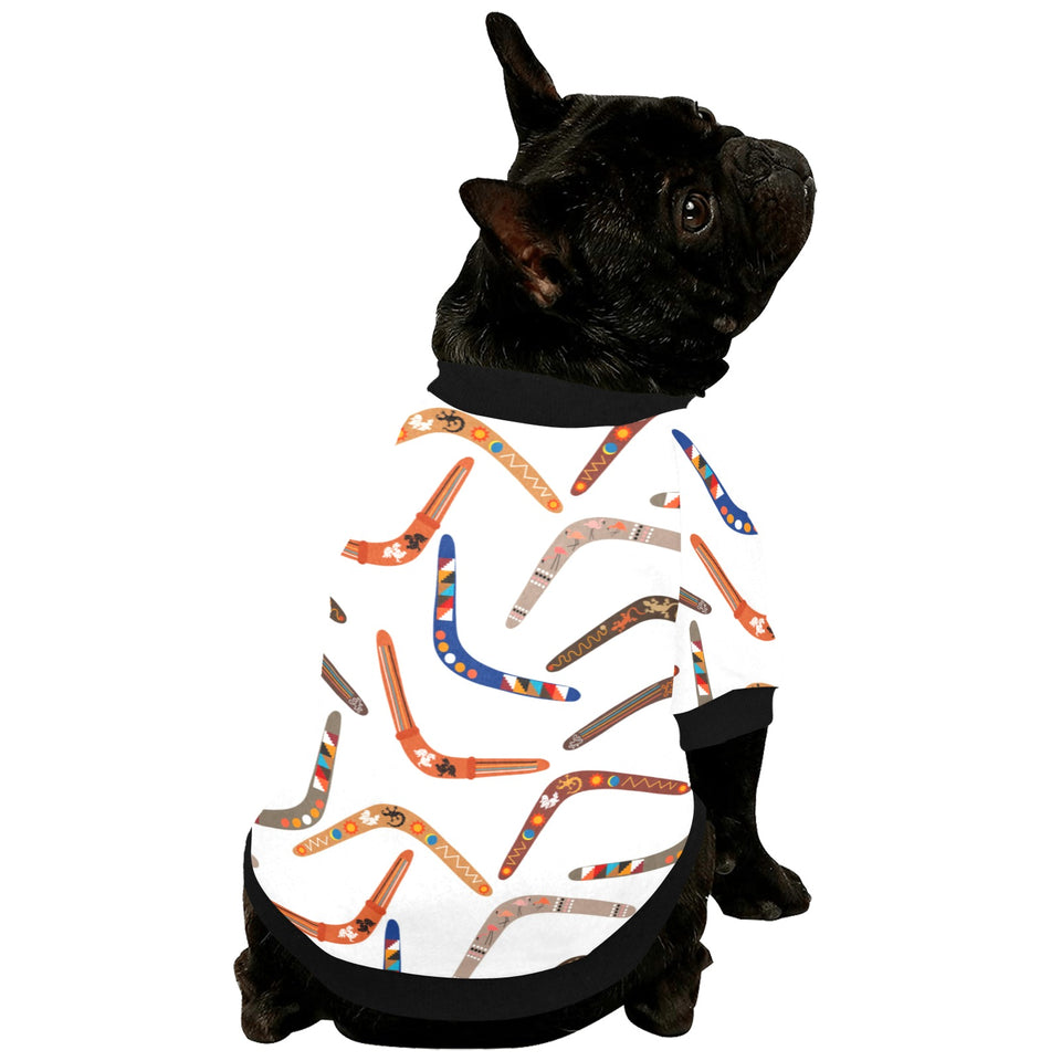 Boomerang Australian aboriginal ornament pattern All Over Print Pet Dog Round Neck Fuzzy Shirt