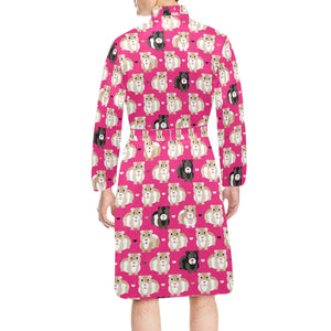 Guinea Pig Pattern Print Design 01 Men's Long Sleeve Belted Night Robe