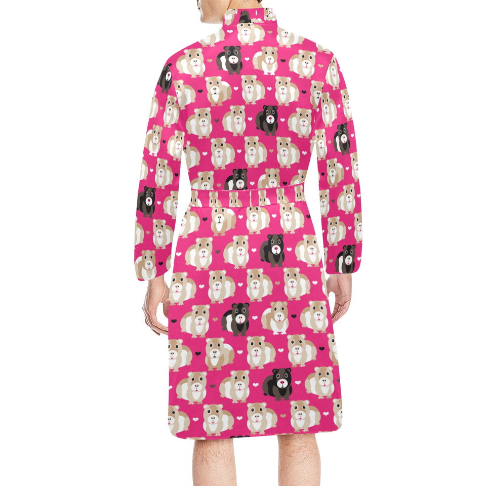Guinea Pig Pattern Print Design 01 Men's Long Sleeve Belted Night Robe