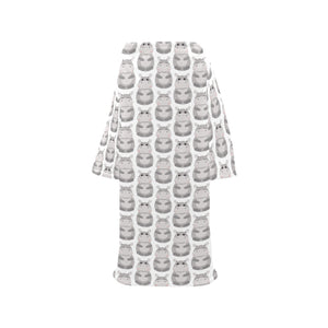 Hippopotamus Pattern Print Design 05 Blanket Robe with Sleeves