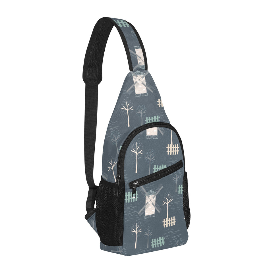 windmill tree pattern All Over Print Chest Bag