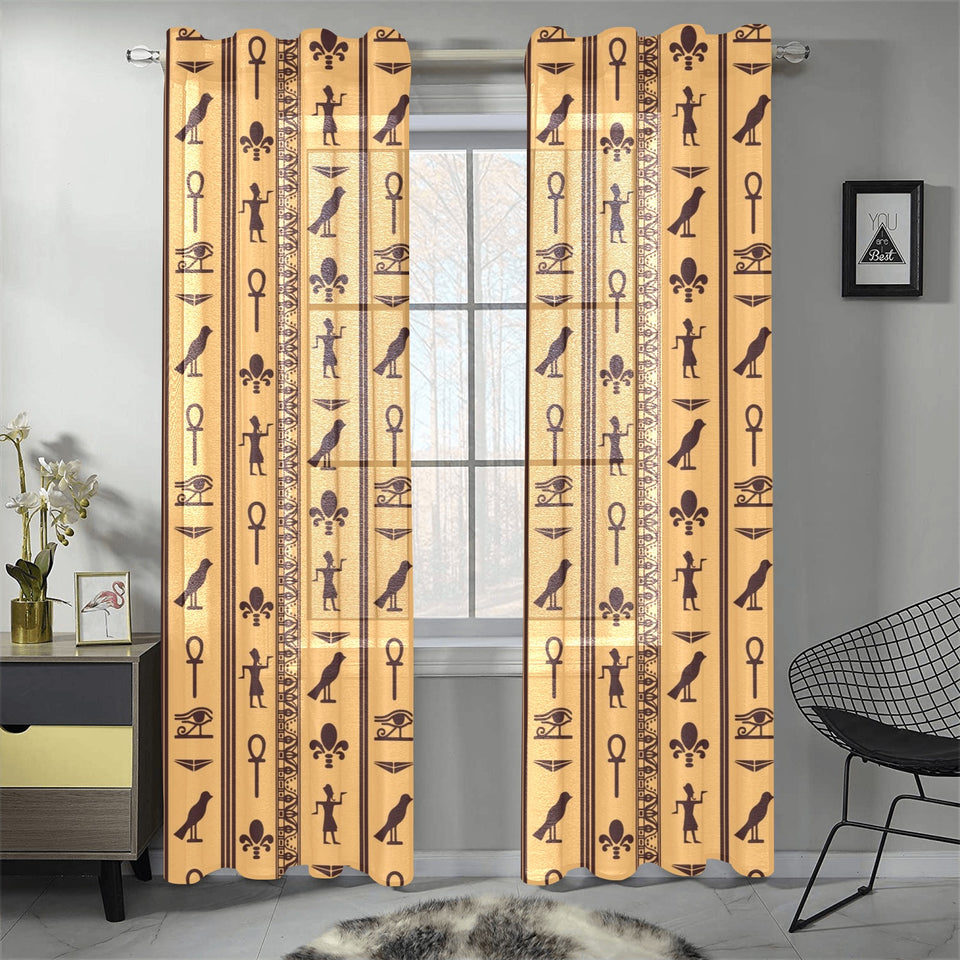 Egypt Hieroglyphics Pattern Print Design 02 Gauze Curtain