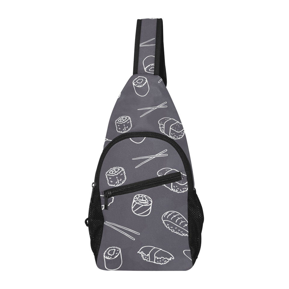sushi pattern black background All Over Print Chest Bag