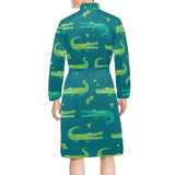 Crocodile pattern Men's Long Sleeve Belted Night Robe