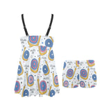Snail Pattern Print Design 05 Chest Sexy Pleated Two Piece Swim Dress