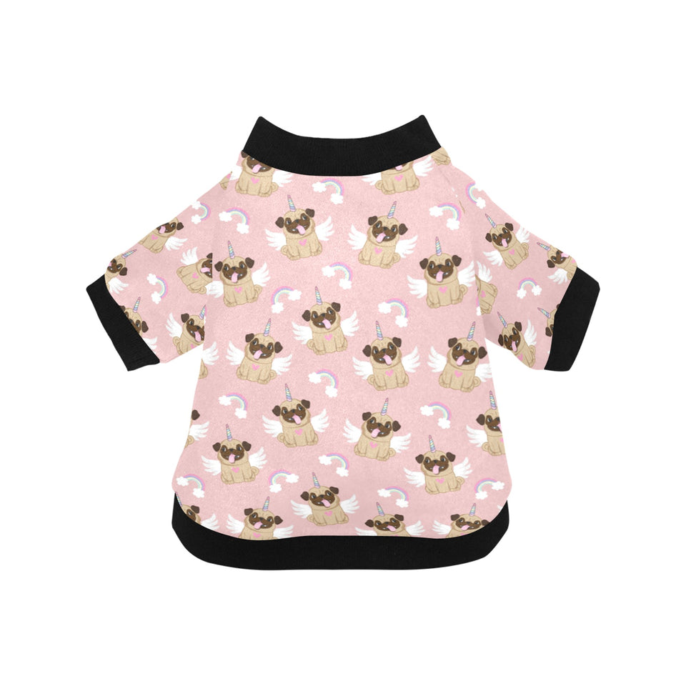 Cute unicorn pug pattern All Over Print Pet Dog Round Neck Fuzzy Shirt