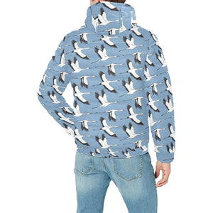 Seagull Pattern Print Design 04 Men's Padded Hooded Jacket