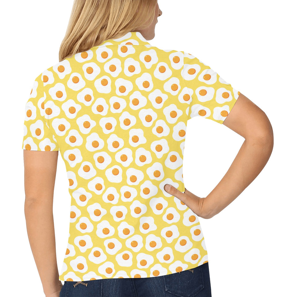 Fried Eggs Pattern Print Design 05 Women's All Over Print Polo Shirt