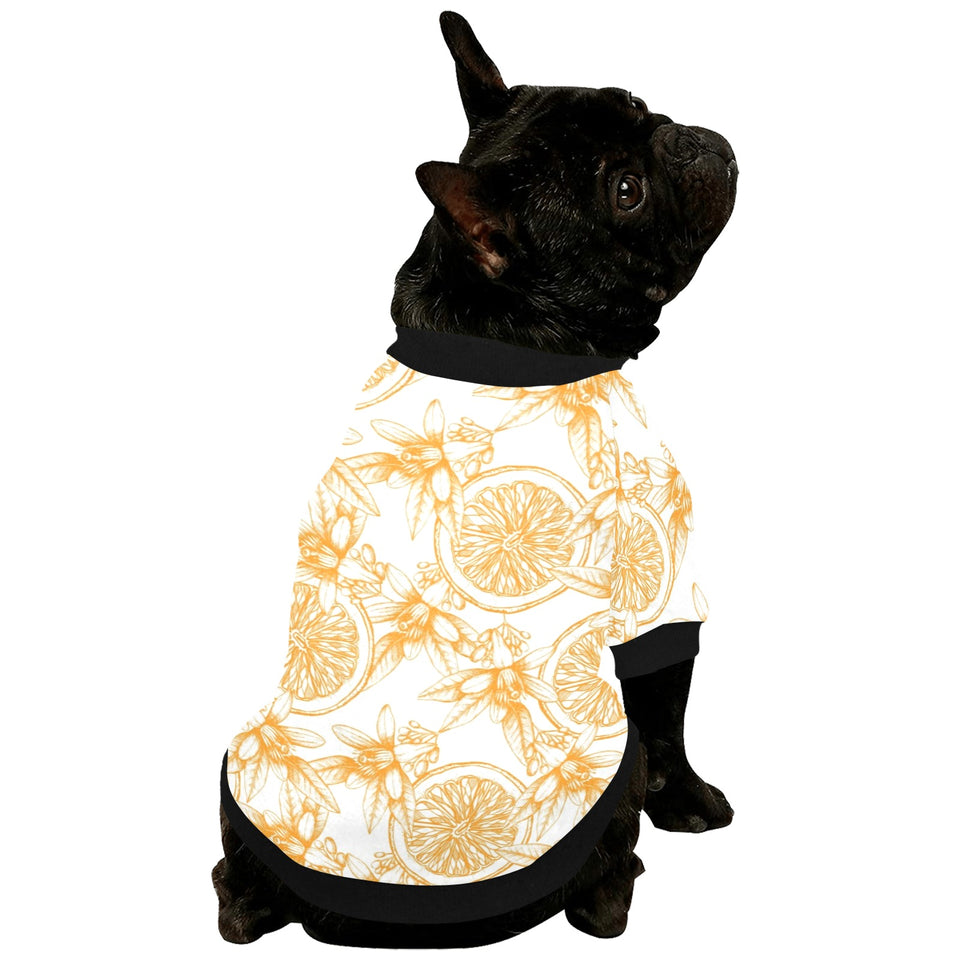 hand drawn orange fruit pattern All Over Print Pet Dog Round Neck Fuzzy Shirt