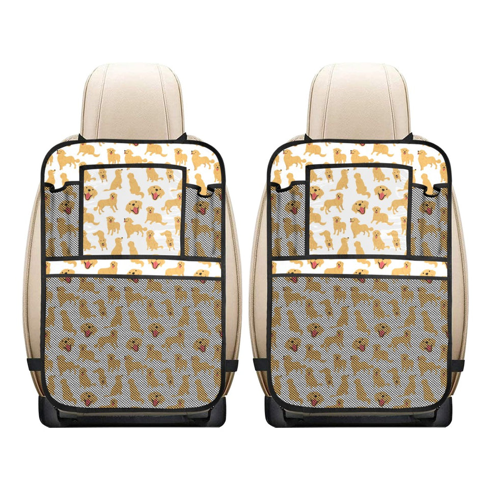 Golden Retriever Pattern Print Design 05 Car Seat Back Organizer