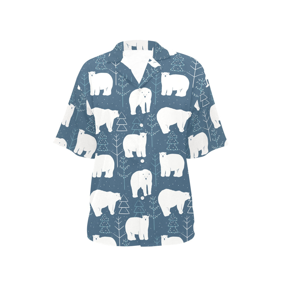 polar bear mother her child pattern Women's All Over Print Hawaiian Shirt
