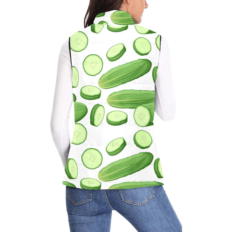 cucumber whole slices pattern Women's Padded Vest