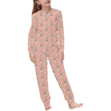 Eiffel Tower Flower Pattern Design 03 Kids' Boys' Girls' All Over Print Pajama Set