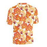 Orange yellow orchid flower pattern background Men's All Over Print Polo Shirt