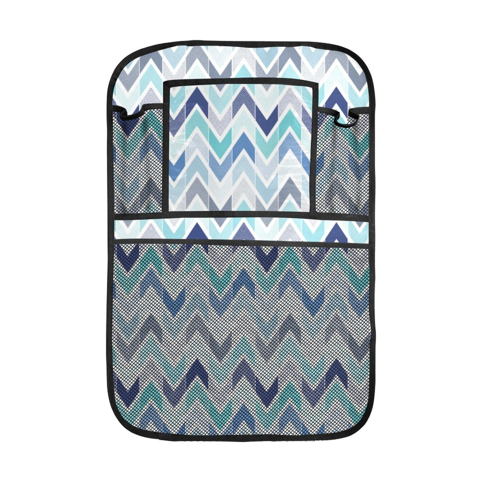 zigzag chevron blue pattern Car Seat Back Organizer