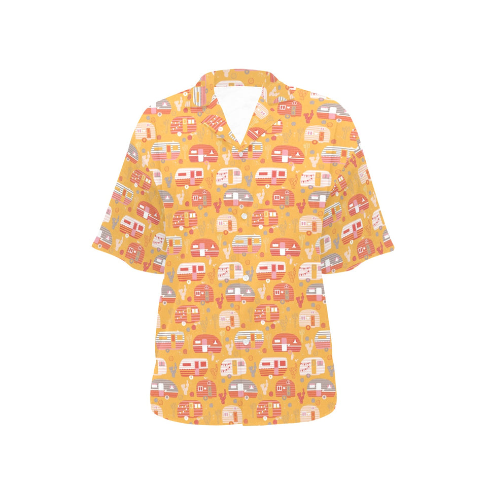 Camper Van Pattern Print Design 04 Women's All Over Print Hawaiian Shirt