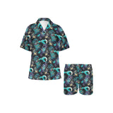Dragon sea wave pattern Women's V-Neck Short Pajama Set