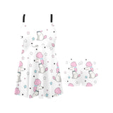 Cute poodle dog star pattern Chest Sexy Pleated Two Piece Swim Dress
