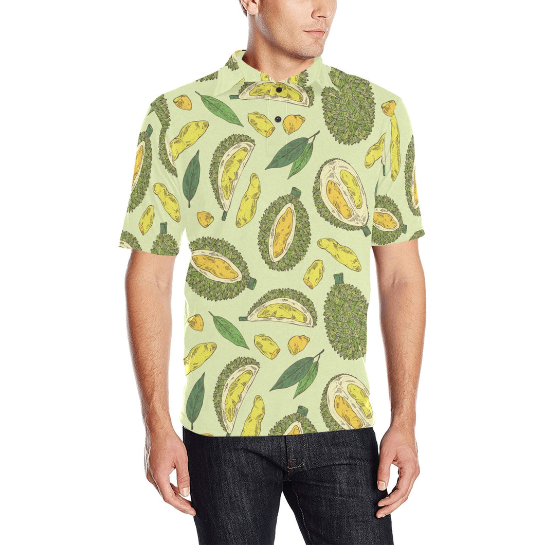 Durian leaves pattern background Men's All Over Print Polo Shirt