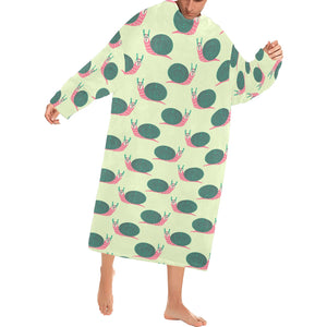 Snail Pattern Print Design 04 Blanket Robe with Sleeves