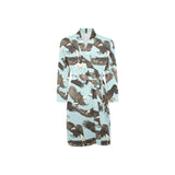 Eagle Pattern Print Design 01 Men's Long Sleeve Belted Night Robe