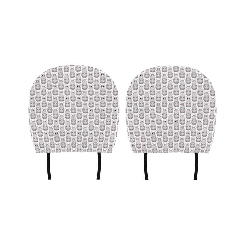 Hippopotamus Pattern Print Design 05 Car Headrest Cover