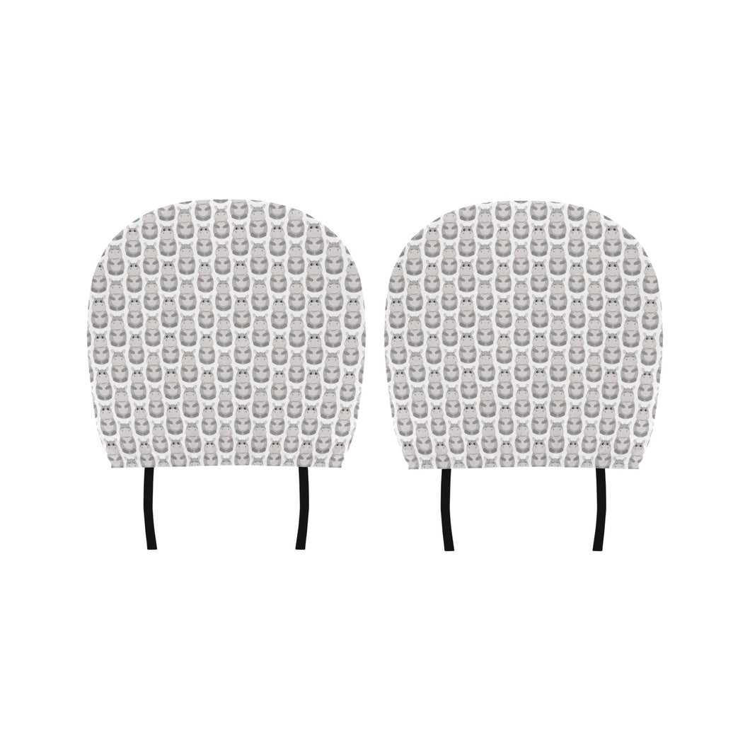 Hippopotamus Pattern Print Design 05 Car Headrest Cover