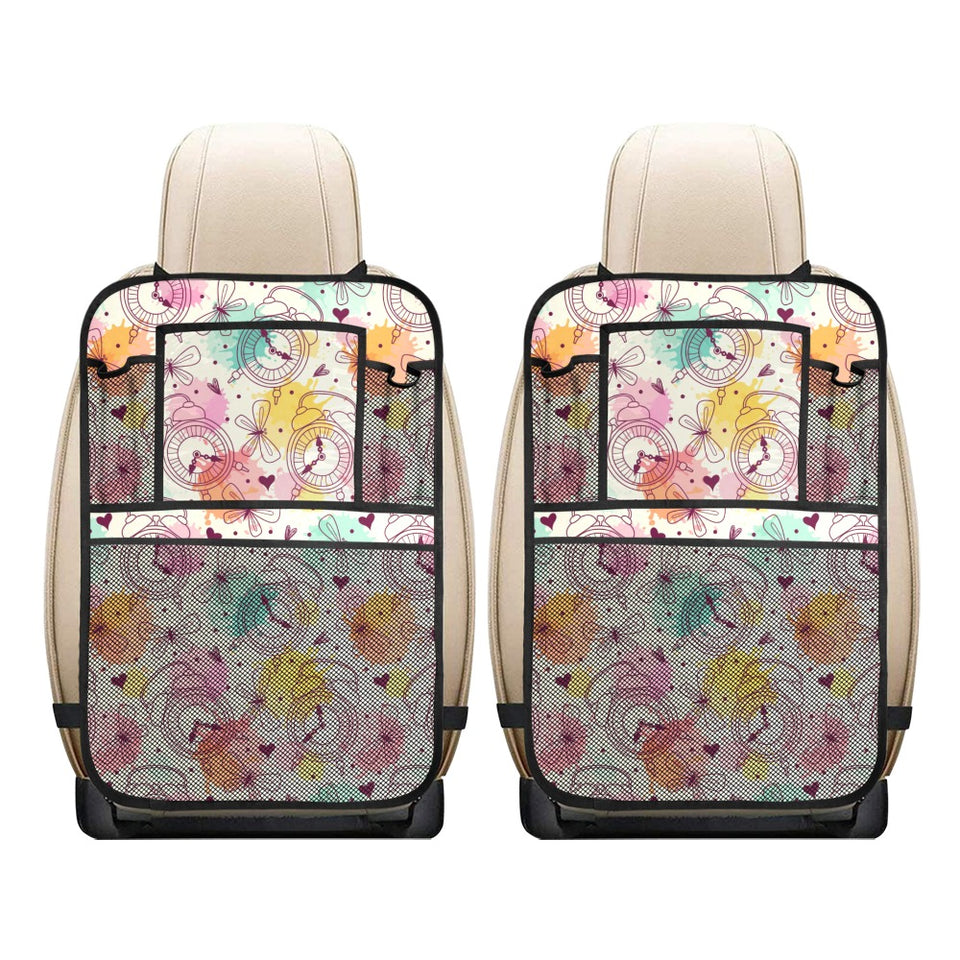 Clock butterfly pattern Car Seat Back Organizer