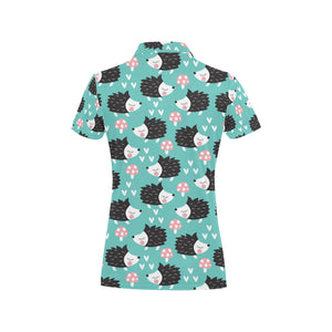 Hedgehog Pattern Print Design 03 Women's All Over Print Polo Shirt