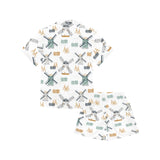 windmill pattern Kids' Boys' Girls' V-Neck Short Pajama Set