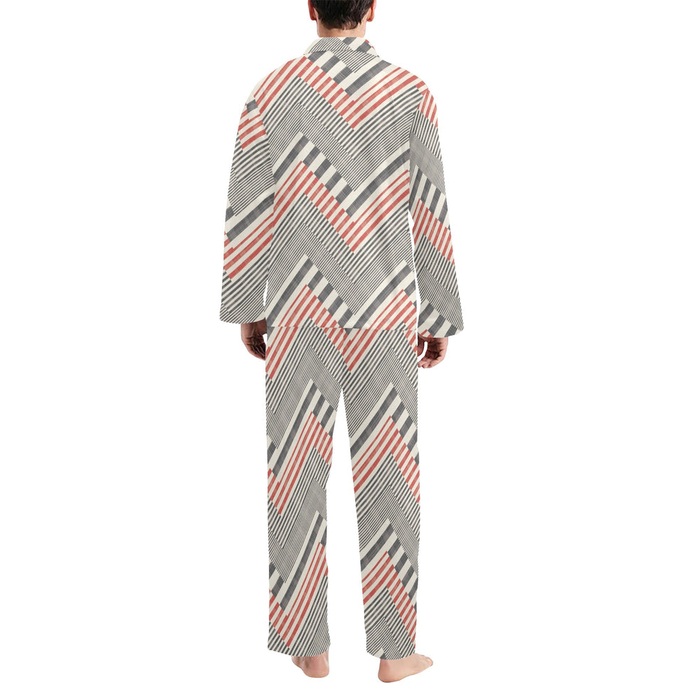 zigzag chevron striped pattern Men's Long Pajama Set