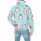 Cute penguin christmas design pattern Men's Padded Hooded Jacket