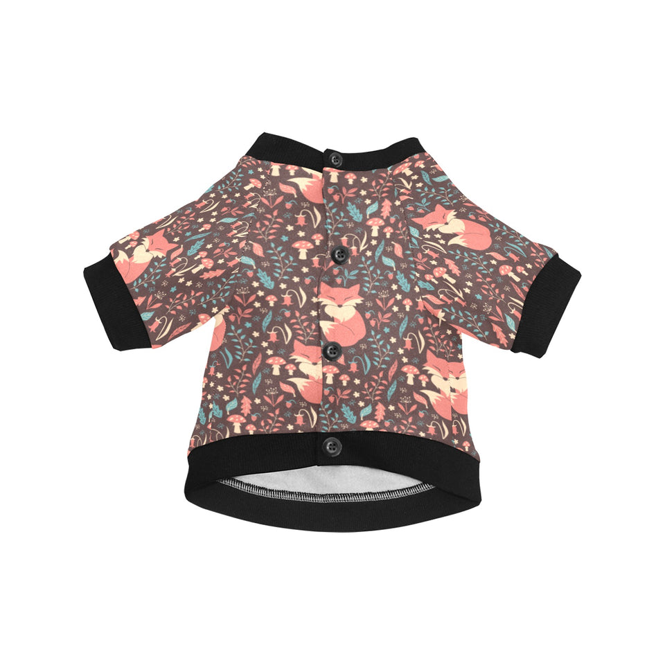 fox leaves mushroom pattern All Over Print Pet Dog Round Neck Fuzzy Shirt
