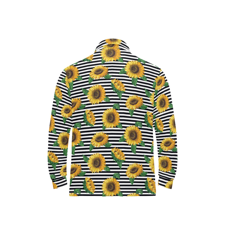 sunflowers ribbon background Men's Long Sleeve Polo Shirt