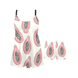 papaya pattern Chest Sexy Pleated Two Piece Swim Dress