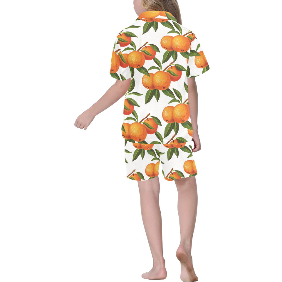 Oranges pattern background Kids' Boys' Girls' V-Neck Short Pajama Set