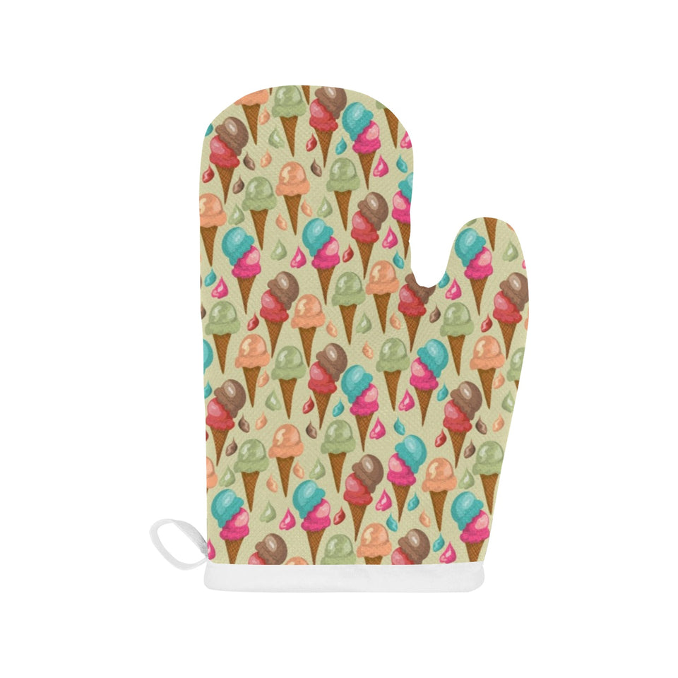 Colorful ice cream pattern Heat Resistant Oven Mitts